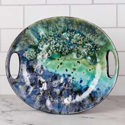 Mayco Earthenware Bisque Handled Platter - finished with a glaze