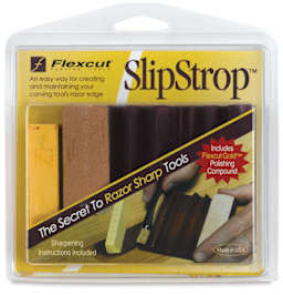 Flexcut SlipStrop - Front of package showing SlipStrop and polishing compound