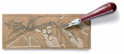 Blick Golden-Cut Linoleum - Holly branch in pencil on linoleum shown partially cut out