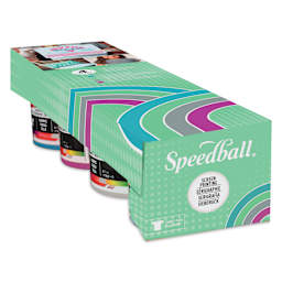 Speedball Fabric Screen Printing Ink - Energy Surge Colors, Set of 4, 4 oz, Jars packaging