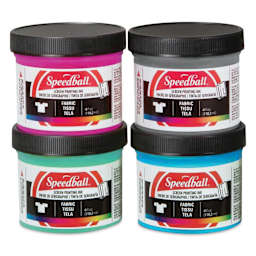 Speedball Fabric Screen Printing Ink - Energy Surge Colors, Set of 4, 4 oz, Jars