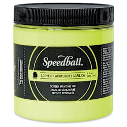 Speedball Permanent Acrylic Screen Printing Ink - Fluorescent Yellow, 8 oz