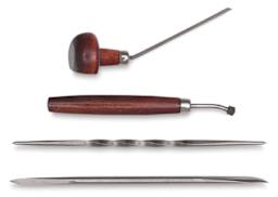 Intaglio Etching Sets - Components of 4 Piece Roulette Set shown horizontally