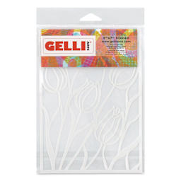 Gelli Arts Stencil - Tulip, 5" x 7", front of packaging
