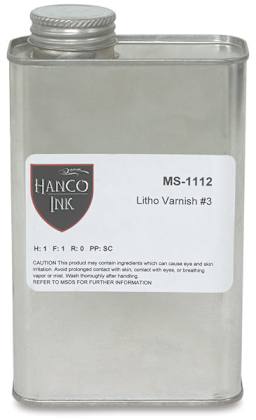 Hanco Ink Modifiers - Front of can of Litho Varnish, No 3