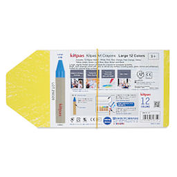 Kitpas Large Rice Wax Crayon Set - Set of 12, Assorted, back of packaging