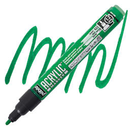 Pebeo Acrylic Marker - Green, 1.2 mm, Bullet Nib marker and swatch