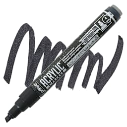 Pebeo Acrylic Marker - Precious Black 4 mm bullet nib marker marker and swatch