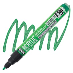 Pebeo Acrylic Marker - Precious Green, 1.2 mm bullet nib marker and swatch