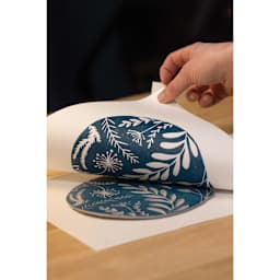 Pebeo Linocut Paper Block - A4, Bamboo with design applied from carved lino plate (sold separately)