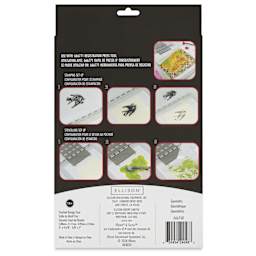 Sizzix Studio Layered Stencil and Stamp Set - Set of 21, Geometric back of packaging