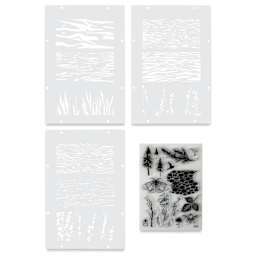 Sizzix Studio Layered Stencil and Stamp Set - Set of 20, Nature