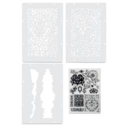 Sizzix Studio Layered Stencil and Stamp Set - Set of 17, Ornate