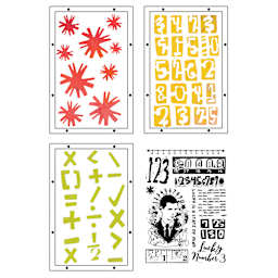 Sizzix Studio Layered Stencil and Stamp Set - Set of 14, Strength in Numbers