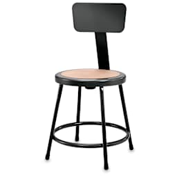 National Public Seating Corp. Fixed Height Stool -  24", with Backrest, Black