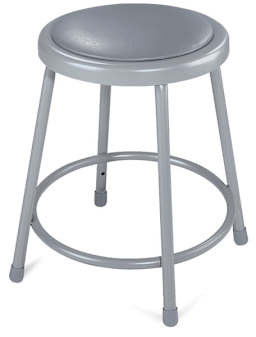 National Public Seating Corp. Padded Stool - Front view of 18" High Gray Padded stool