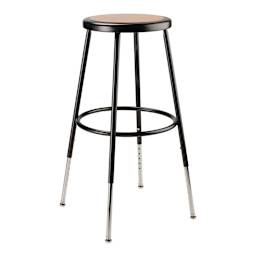 National Public Seating Corp. Adjustable Stool - Without Backrest, Black, 25" to 33", front