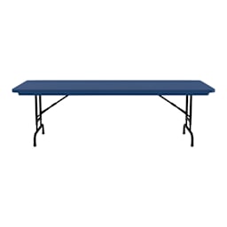 Correll Plastic Resin Folding Table - 30" x 72", Blue, Adjustable Height - side view