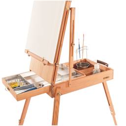Mabef Sketchbox Easel M-22, filled with painting supplies, not included