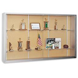 Claridge Sliding Door Display Case - 4 ft x 6 ft x 10 3/4", Tan Cork