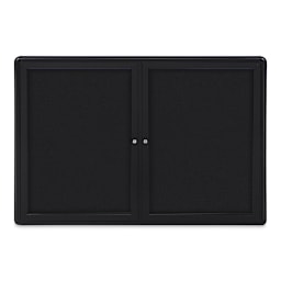 Ghent Ovation Radius Tackboard - 47" x 34", Black Hinged Doors