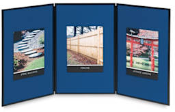 3Acco Quartet Show-It! Portable Display System - 3 Panel Display System shown with pictures