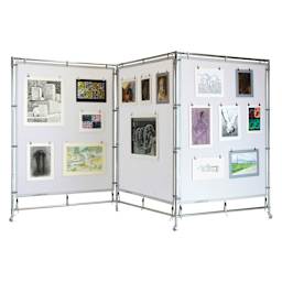 Flourish MeshPanels Steel Three-Panel Display Wall - with Wheels, 5 ft, 3 Panel