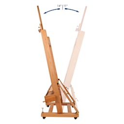 Angling range of motion, 14 degrees forward to 11 degrees backward.