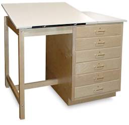 Hann Drafting Tables - Left angle view of 48" wide table
