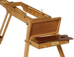 Jullian Rexy Watercolor Easel - Easel with open Paint Accessory box attached