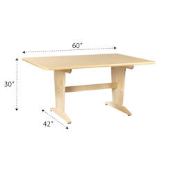 Diversified Spaces Planning Table - Birch Laminate Top, 30"H x 60"W x 42"D with dimensions