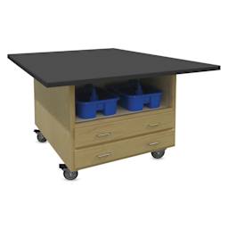 Hann Craft and Project Workstations - Black Laminate Top, with Casters