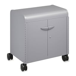 Smith System Cascade Tote Tray Storage - left angle view, cabinet on wheels with two locking doors
