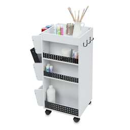 Swivel Organizer - Angled view showing 3 Shelves and Hooks
