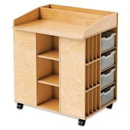 Whitney Brothers Classroom Mobile Communication Station - Rear view showing fixed shelves
