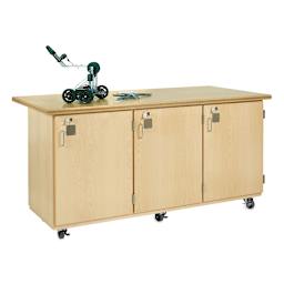 Diversified Spaces Robotic Storage Workbench - left angle view with three locking compartments shown