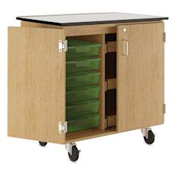 Diversified Spaces Write-n-Roll Cabinet - Oak/Lime (Side view, Cabinet open)