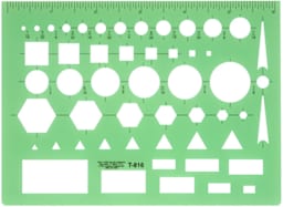 Westcott General Purpose Templates - Top view of Template showing variety of shapes