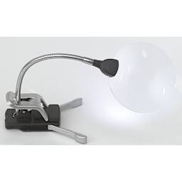 Daylight LED Flexilens Lamp - Lamp and Magnifier upright on stand
