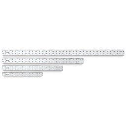 Blick Aluminum Straightedge Rulers - 4 Lengths of Straightedge Rulers shown horizontally