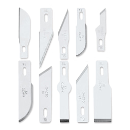 X-Acto Basic Knife Set with Case, Closeup of 10 included Blades