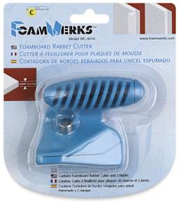 Logan FoamWerks Foam Board Rabbet Cutter - Front view of blister package showing Rabbet Cutter