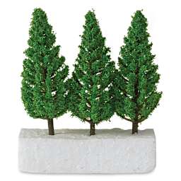 Schulcz Scale Model Trees - Leafy Tree, Light Green, Plastic Trunk, 75 mm, Pkg of 3