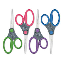 Westcott Anti-Microbial Protection Soft Handle Student Scissors showing all color variants