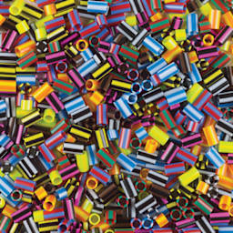 Creativity Street Straw Beads - Closeup of Pile of Striped colors
