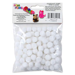 Pepperell Craft Pom Poms - Pkg of 100, 1", White back of packaging