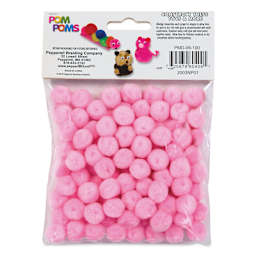 Pepperell Craft Pom Poms - Pkg of 100, 1/2", Light Pink back of packaging