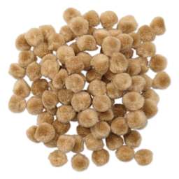 Pepperell Craft Pom Poms - Pkg of 100, 1/2", Beige