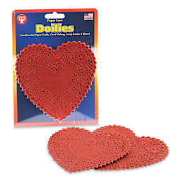 Hygloss Paper Doilies - Red, Heart, 4", Pkg of 36