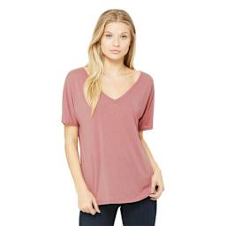 Bella + Canvas Slouchy V-neck T-shirt - Mauve, Front